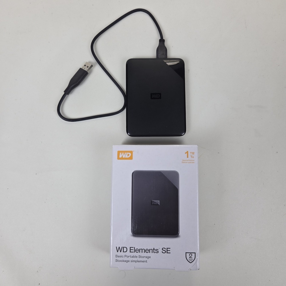 WD 1TB Elements SE Portable External Hard Drive USB 3.0 WDBEPK0010BBK - TESTED
